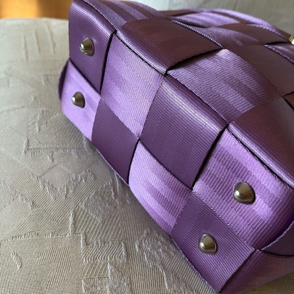 Harvey’s Original seatbelt weave tote handbag purple footed heart lining - Picture 5 of 11